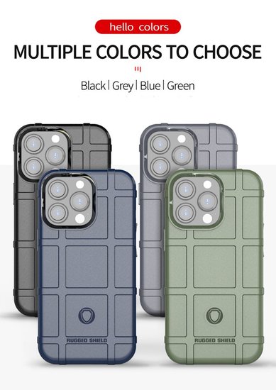 iPhone 13 Pro Hoesje, Rugged Shield TPU Gelcase, Zwart