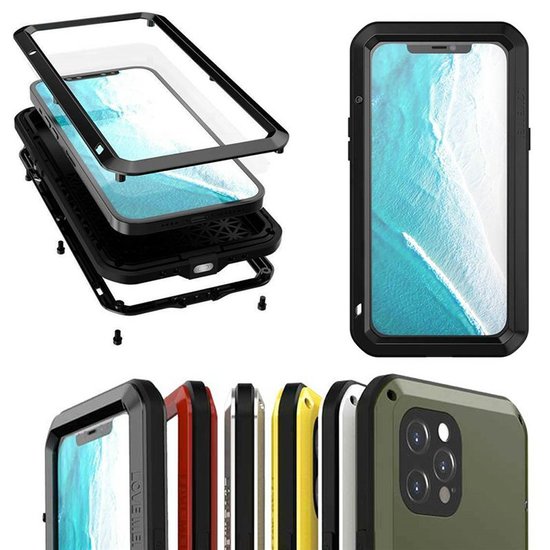 iPhone 13 Pro Hoes - Love Mei Metalen Case - Extreme Protection - Groen