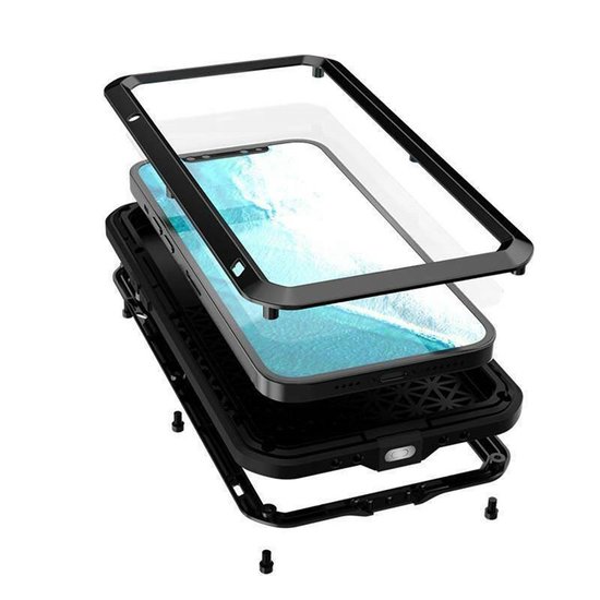 iPhone 13 Pro Max Hoes - Love Mei Metalen Case - Extreme Protection - Groen