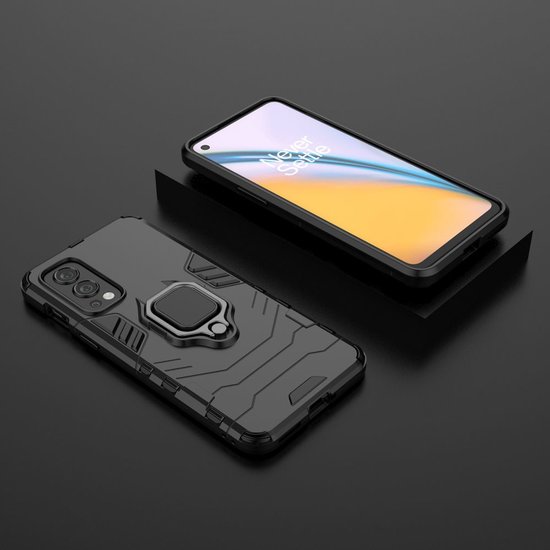 OnePlus Nord 2 Hoesje - MobyDefend Dubbelgelaagde Pantsercase Met Standaard - Zwart