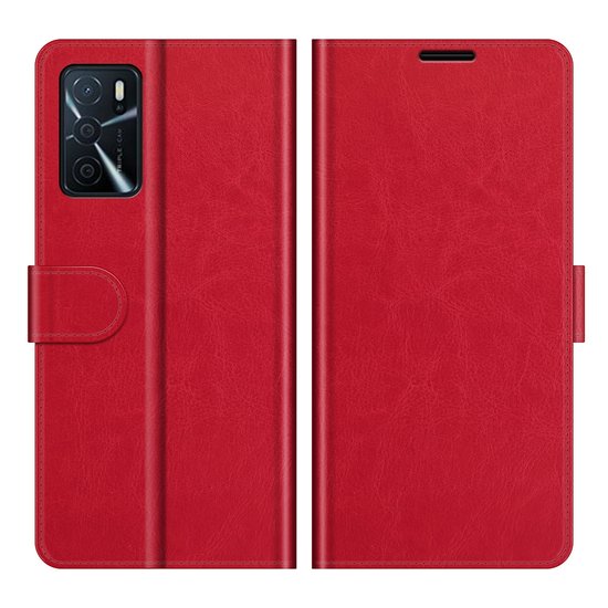 Oppo A16 / A16s / A54s Hoesje, MobyDefend Wallet Book Case (Sluiting Achterkant), Rood