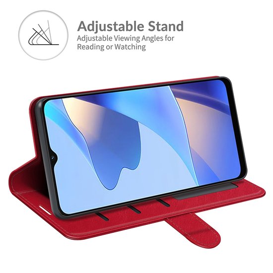 Oppo A16 / A16s / A54s Hoesje - MobyDefend Wallet Book Case (Sluiting Achterkant) - Rood