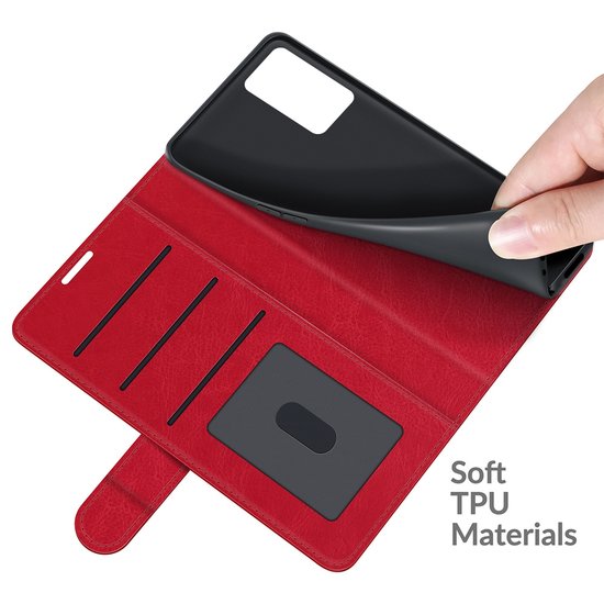 Oppo A16 / A16s / A54s Hoesje - MobyDefend Wallet Book Case (Sluiting Achterkant) - Rood