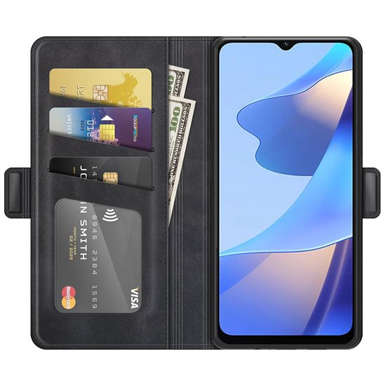 Oppo A16 / A16s / A54s Hoesje, MobyDefend Luxe Wallet Book Case (Sluiting Zijkant), Zwart