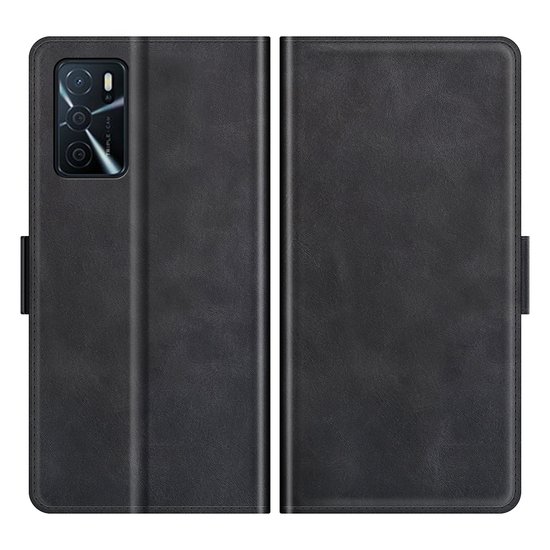 Oppo A16 / A16s / A54s Hoesje, MobyDefend Luxe Wallet Book Case (Sluiting Zijkant), Zwart