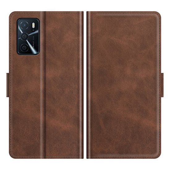 Oppo A16 / A16s / A54s Hoesje, MobyDefend Luxe Wallet Book Case (Sluiting Zijkant), Bruin