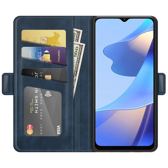 Oppo A16 / A16s / A54s Hoesje, MobyDefend Luxe Wallet Book Case (Sluiting Zijkant), Blauw