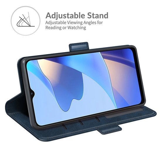 Oppo A16 / A16s / A54s Hoesje - MobyDefend Luxe Wallet Book Case (Sluiting Zijkant) - Blauw