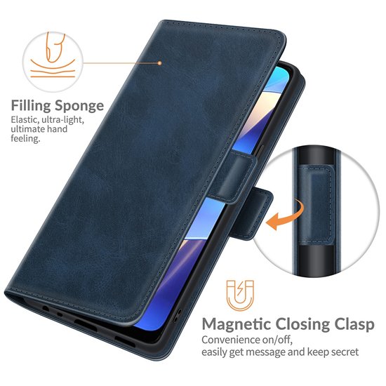 Oppo A16 / A16s / A54s Hoesje, MobyDefend Luxe Wallet Book Case (Sluiting Zijkant), Blauw