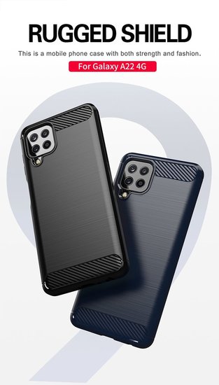 Samsung Galaxy M22 / Galaxy A22 4G Hoesje - MobyDefend TPU Backcover - Geborstelde Metaal &amp; Carbon-Look - Rood