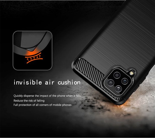 Samsung Galaxy M22 / Galaxy A22 4G Hoesje - MobyDefend TPU Backcover - Geborstelde Metaal &amp; Carbon-Look - Rood