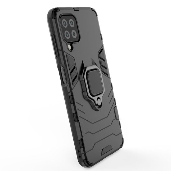 Samsung Galaxy M22 / Galaxy A22 4G Hoesje - MobyDefend Dubbelgelaagde Pantsercase Met Standaard - Zwart