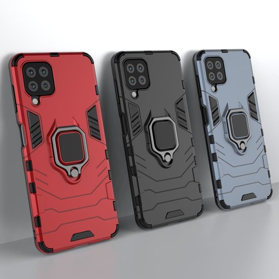 Samsung Galaxy M22 / Galaxy A22 4G Hoesje - MobyDefend Dubbelgelaagde Pantsercase Met Standaard - Zwart