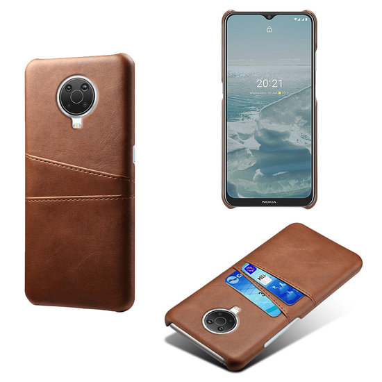 Nokia G10 / Nokia G20 Hoesje - MobyDefend Lederen Backcover Met Vakjes Voor Pasjes - Bruin