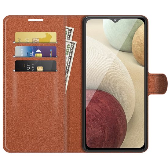 Samsung Galaxy M22 / Galaxy A22 4G Hoesje, MobyDefend Kunstleren Wallet Book Case, Bruin