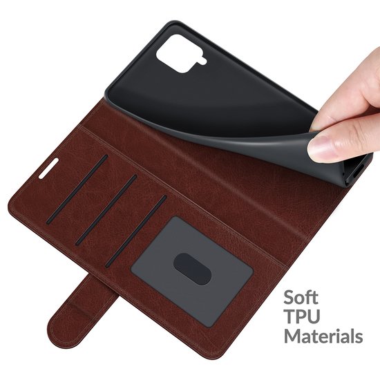 Samsung Galaxy M22 / Galaxy A22 4G Hoesje - MobyDefend Wallet Book Case (Sluiting Achterkant) - Bruin