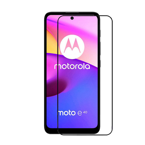Motorola Moto E40 / Moto E30 Screenprotector, MobyDefend Gehard Glas Screensaver, Zwarte Randen