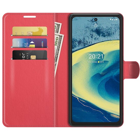 Nokia XR20 Hoesje, MobyDefend Kunstleren Wallet Book Case, Rood