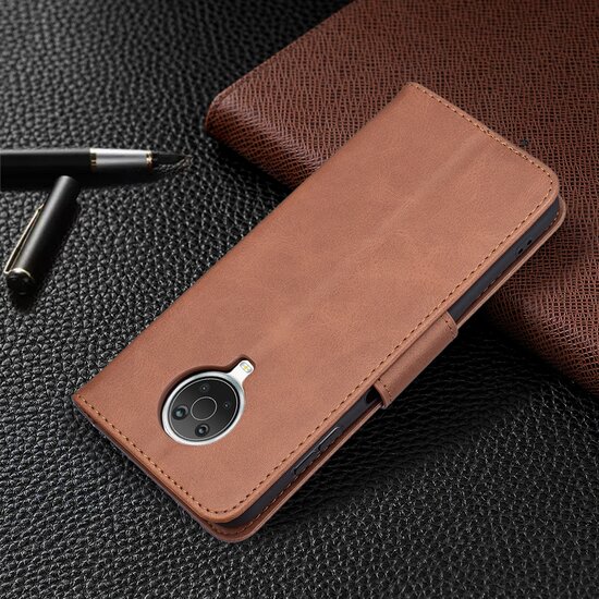 Nokia G10 / Nokia G20 Hoesje, MobyDefend Wallet Book Case Met Koord, Bruin