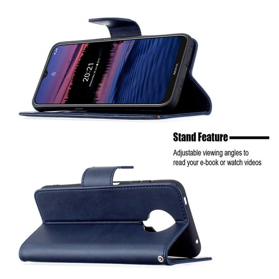 Nokia G10 / Nokia G20 Hoesje, MobyDefend Wallet Book Case Met Koord, Blauw