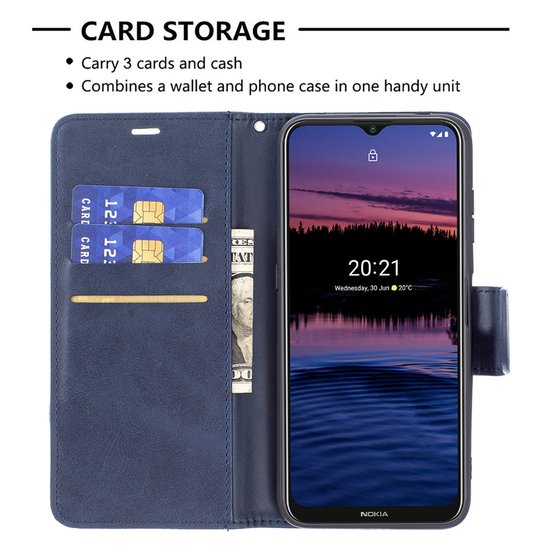 Nokia G10 / Nokia G20 Hoesje, MobyDefend Wallet Book Case Met Koord, Blauw