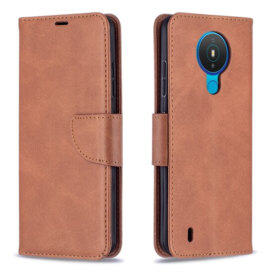 Nokia 1.4 Hoesje - MobyDefend Wallet Book Case Met Koord - Bruin