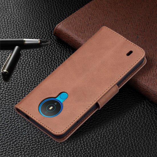 Nokia 1.4 Hoesje - MobyDefend Wallet Book Case Met Koord - Bruin