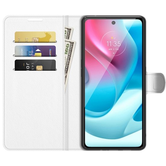 Motorola Moto G60s Hoesje, MobyDefend Kunstleren Wallet Book Case, Wit
