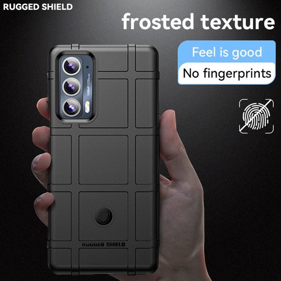 Motorola Edge 20 Hoesje, Rugged Shield TPU Gelcase, Zwart