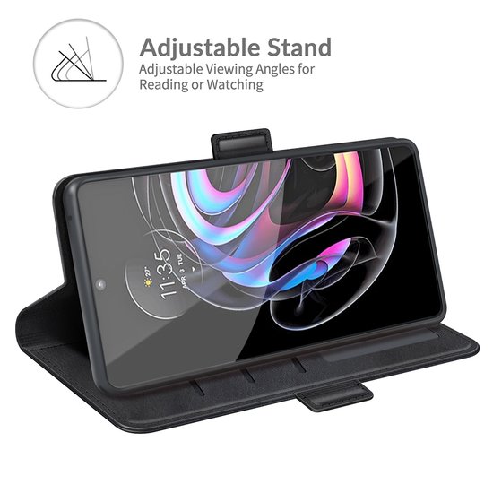 Motorola Edge 20 Pro Hoesje - MobyDefend Luxe Wallet Book Case (Sluiting Zijkant) - Zwart