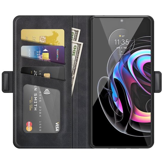 Motorola Edge 20 Pro Hoesje, MobyDefend Luxe Wallet Book Case (Sluiting Zijkant), Zwart