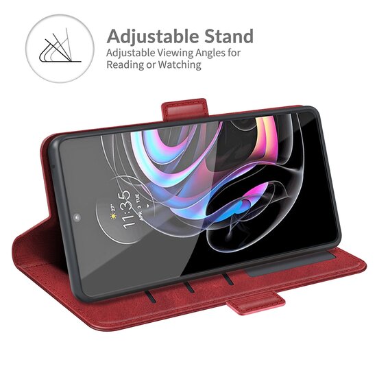 Motorola Edge 20 Pro Hoesje - MobyDefend Luxe Wallet Book Case (Sluiting Zijkant) - Rood