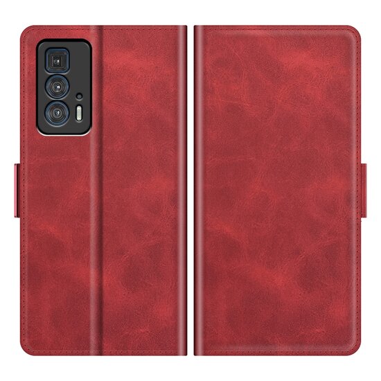 Motorola Edge 20 Pro Hoesje, MobyDefend Luxe Wallet Book Case (Sluiting Zijkant), Rood