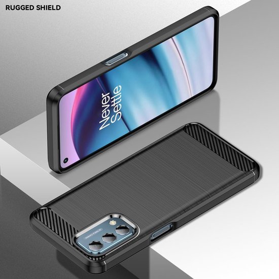 Motorola Moto E20 / E30 / E40 Hoesje - MobyDefend TPU Backcover - Geborstelde Metaal &amp; Carbon-Look - Zwart