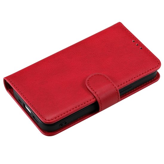 iPhone 13 hoesje, MobyDefend Luxe 2-in-1 Wallet Book Case Met Uitneembare Backcover, Rood