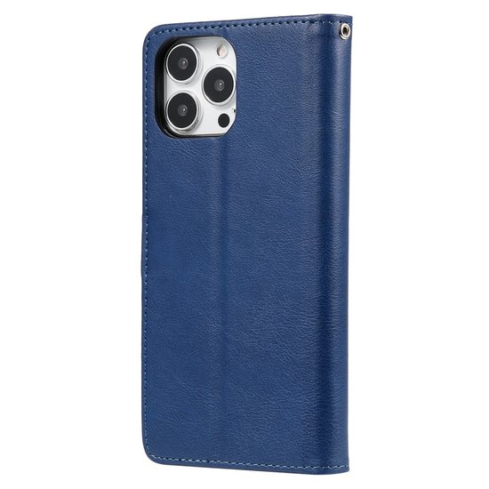 iPhone 13 Pro Max Hoesje, MobyDefend Luxe 2-in-1 Wallet Book Case Met Uitneembare Backcover, Blauw