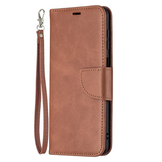 Samsung Galaxy M22 / Galaxy A22 4G Hoesje, MobyDefend Wallet Book Case Met Koord, Bruin