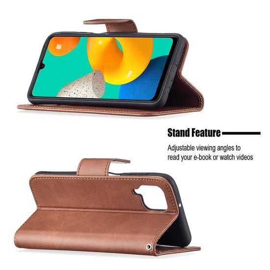 Samsung Galaxy M22 / Galaxy A22 4G Hoesje - MobyDefend Wallet Book Case Met Koord - Bruin