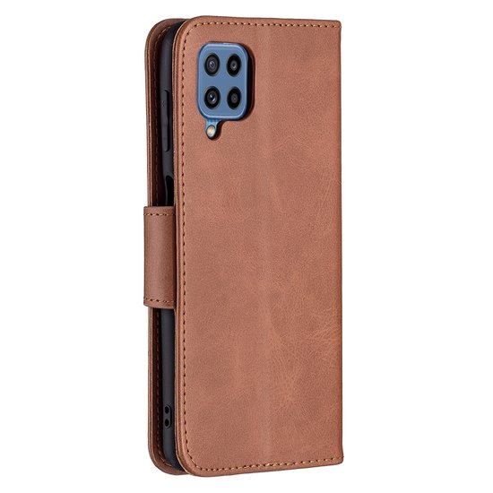 Samsung Galaxy M22 / Galaxy A22 4G Hoesje, MobyDefend Wallet Book Case Met Koord, Bruin