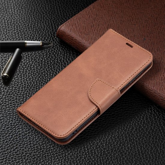 Samsung Galaxy M22 / Galaxy A22 4G Hoesje - MobyDefend Wallet Book Case Met Koord - Bruin
