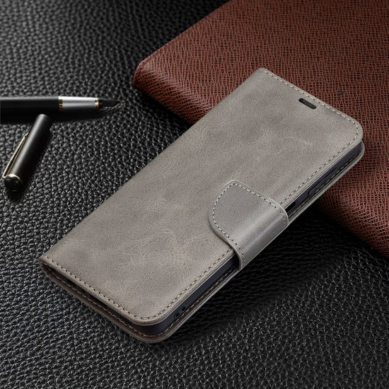 Samsung Galaxy M22 / Galaxy A22 4G Hoesje - MobyDefend Wallet Book Case Met Koord - Grijs