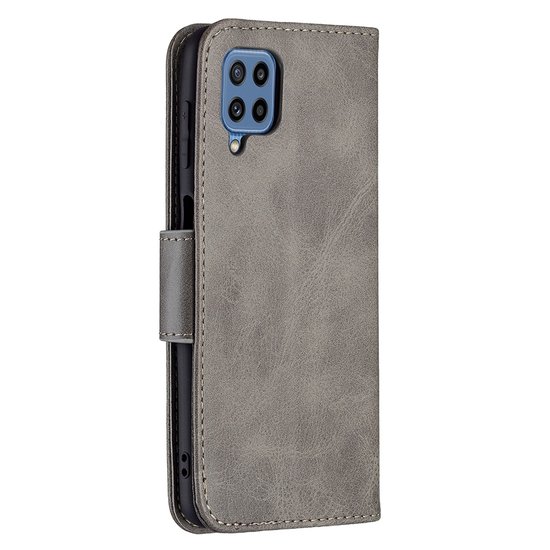 Samsung Galaxy M22 / Galaxy A22 4G Hoesje, MobyDefend Wallet Book Case Met Koord, Grijs