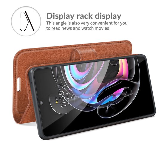 Motorola Edge 20 Pro Hoesje - MobyDefend Kunstleren Wallet Book Case (Sluiting Voorkant) - Bruin