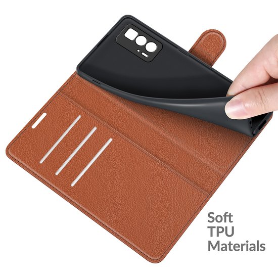 Motorola Edge 20 Pro Hoesje - MobyDefend Kunstleren Wallet Book Case (Sluiting Voorkant) - Bruin