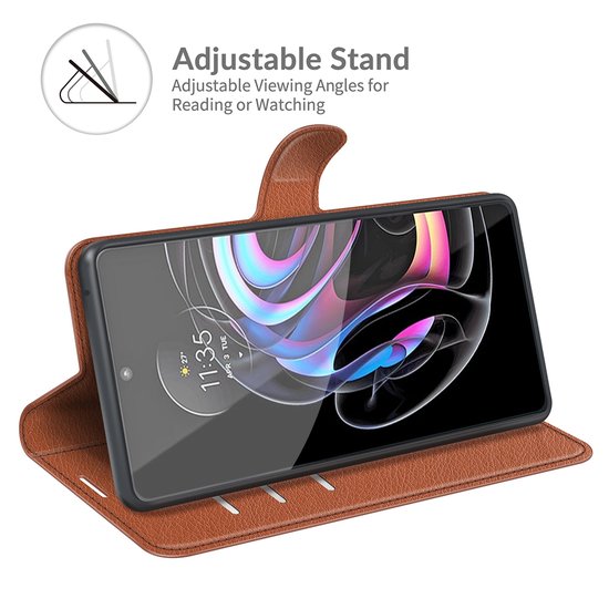 Motorola Edge 20 Pro Hoesje - MobyDefend Kunstleren Wallet Book Case (Sluiting Voorkant) - Bruin