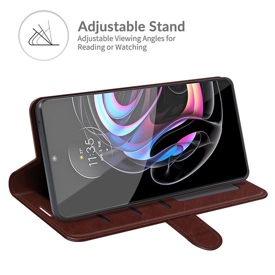 Motorola Edge 20 Pro Hoesje - MobyDefend Wallet Book Case (Sluiting Achterkant) - Bruin