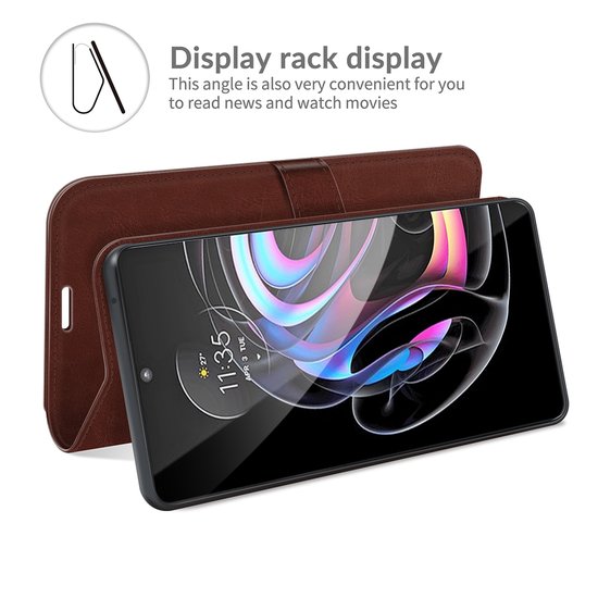 Motorola Edge 20 Pro Hoesje - MobyDefend Wallet Book Case (Sluiting Achterkant) - Bruin