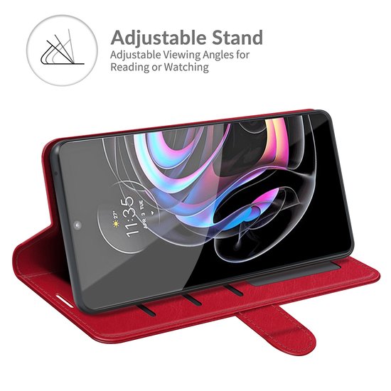 Motorola Edge 20 Pro Hoesje - MobyDefend Wallet Book Case (Sluiting Achterkant) - Rood