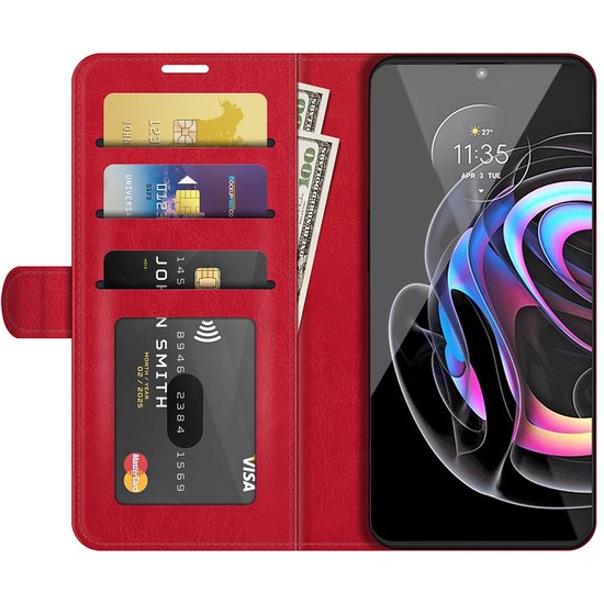 Motorola Edge 20 Pro Hoesje - MobyDefend Wallet Book Case (Sluiting Achterkant) - Rood