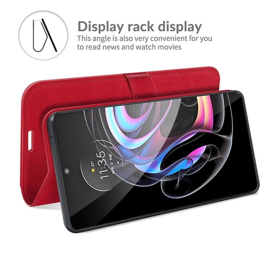 Motorola Edge 20 Pro Hoesje - MobyDefend Wallet Book Case (Sluiting Achterkant) - Rood